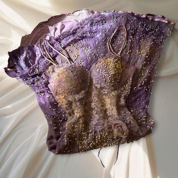 Rare Bespoke Vintage Beaded Lace Fairy Gown - S - Picture 2 of 8